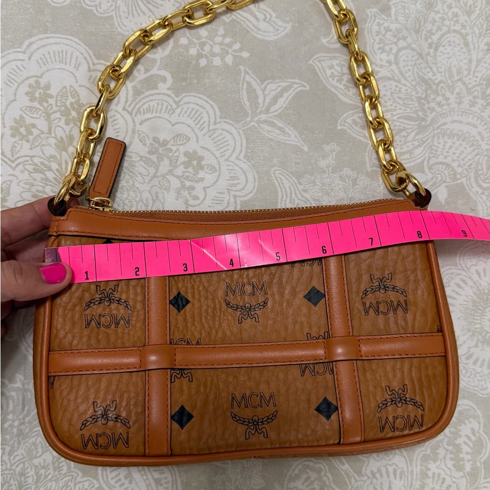 MCM Visetos Mini Shoulder Bag Convertible Crossbody – Cognac – Dust Bag – Mint c - Picture 7 of 8